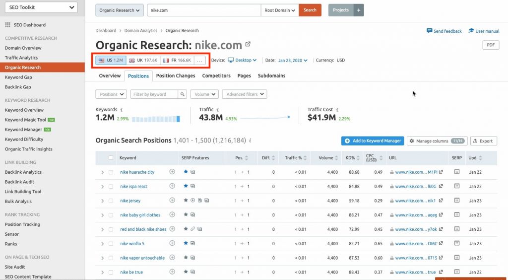 semrush domain overview